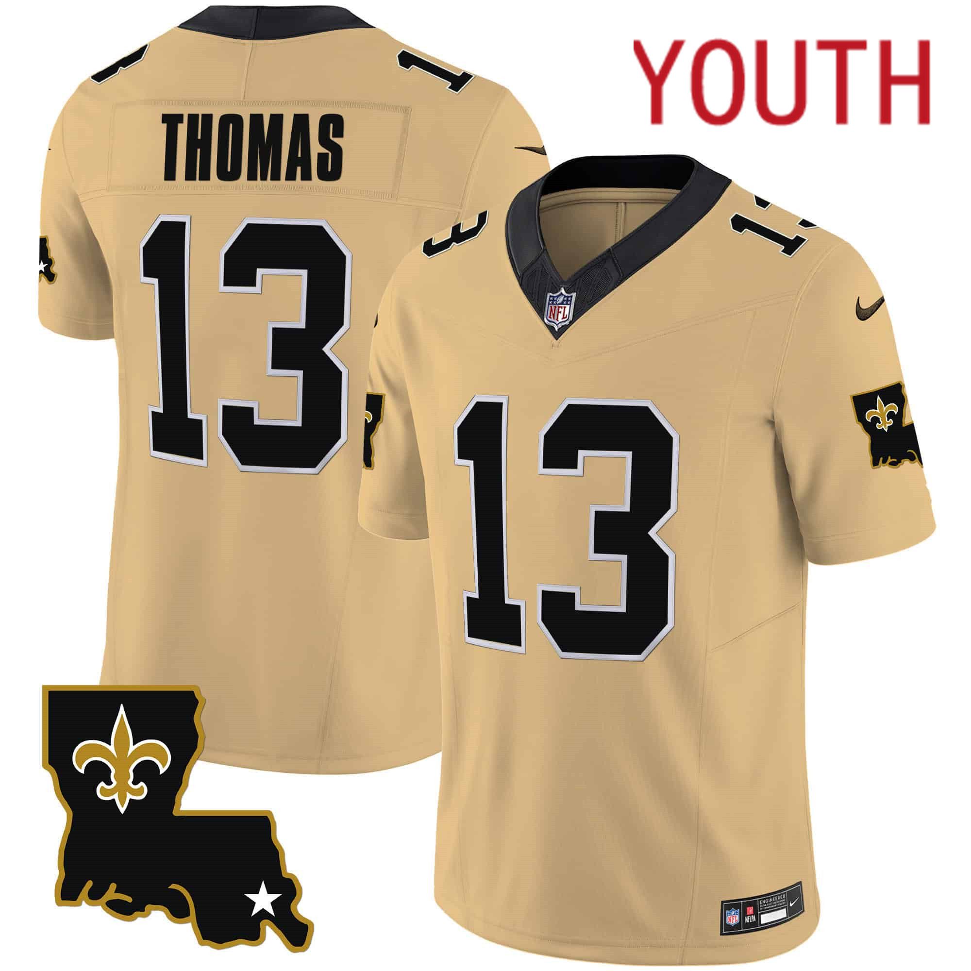 Youth New Orleans Saints #13 Thomas Yellow 2024 Nike 1987 Legacy Vapor Limited NFL Jersey->customized nfl jersey->Custom Jersey